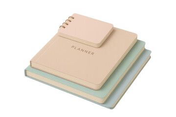 Stacked notebooks and planner for organization and planning