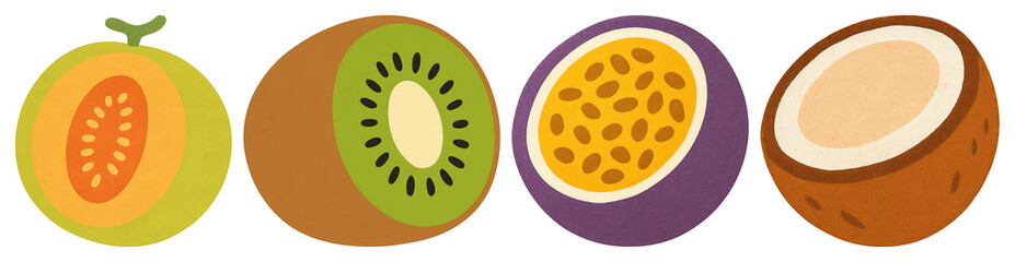 Fototapeta premium Colorful tropical fruit illustrations