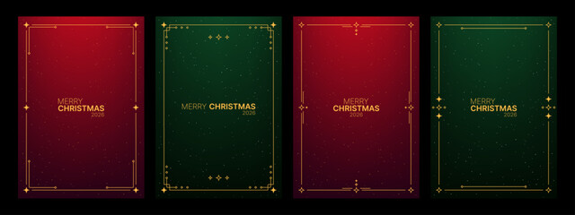Set of Christmas vector banner design with decorative frame and Merry Christmas text for holiday greeting card or celebration invitation.