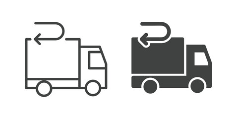 Cargo Truck Icon. Line and glyph solid icon