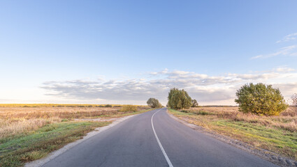 Road with a clear blue sky above it