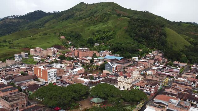 Hispania, Antioquia, Colombia. October 8, 2025. Aerial drone view. It is one of the 125 municipalities in the department.