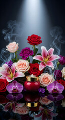 Fototapeta premium spa still life with rose petals