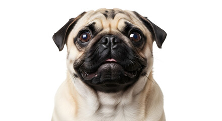 Puppy Portrait, Pug, Studio, Clean White Background, Realistic PNG Concept, Front View, Pet Photography