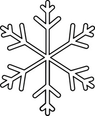 Simple black outline snowflake icon on white background symbol winter