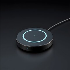 Wireless Charging Device: A sleek, circular wireless charging device, showcasing modern technology with its illuminated design and elegant simplicity.