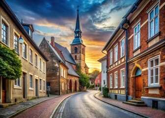 Obraz premium Street scene with winding street