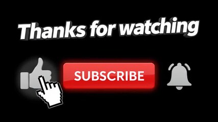 Thanks for watching with like, subscribe, bell icons on black background, end screen for video, conclusion thanks for watching