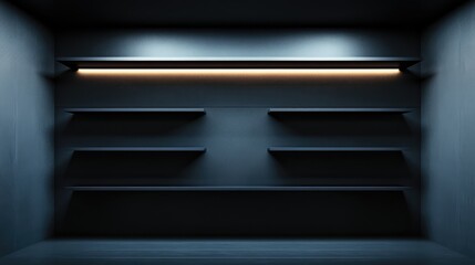 Obraz premium A shelf with a light on it