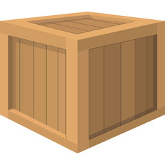 Simple Wooden Crate Isolated On Transparent Background Natural Wood Texture Detailed Vector Illustration