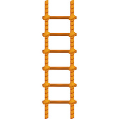 Simple wooden rope ladder icon isolated on white background with no texture and no shading