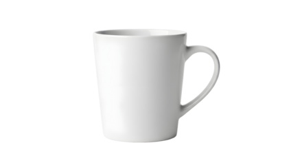 Isolated white ceramic coffee mug on a clean white background. Minimalist drinkware for home or office, perfect for branding mockups