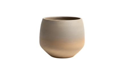 Minimalist rustic clay vase with a two-tone gradient, isolated on a plain white background for elegant home decor