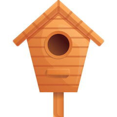 Simple Wooden Birdhouse With Round Entrance And Perch On A Transparent Background Isolated Illustration