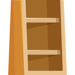 Simple Wooden Bookshelf With Two Shelves On A Transparent Background Vector Illustration