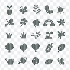 Nature environment plants garden and spring season vector icons set