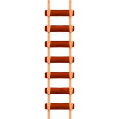 Simple wooden rope ladder isolated on a white background with brown steps and rope detail