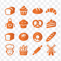 Bakery and bread icons set vector illustration fresh food design elements shop