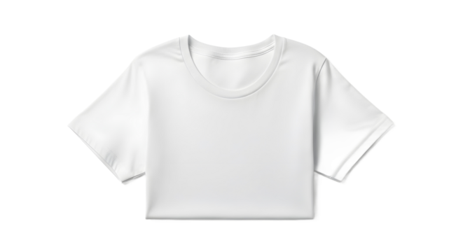 Plain white cropped t-shirt mockup with blank surface for design, isolated on a clean white background. Realistic front view for apparel product photography
