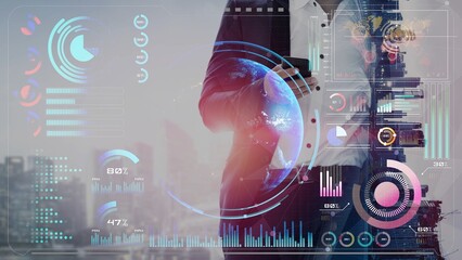 High-tech global network connection interface showing worldwide digital communication, data exchange, and internet connectivity. Global connection, data interaction, and worldwide communication. Thunk