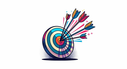 Achieving success in marketing and business advertising with a pop art target vector illustration