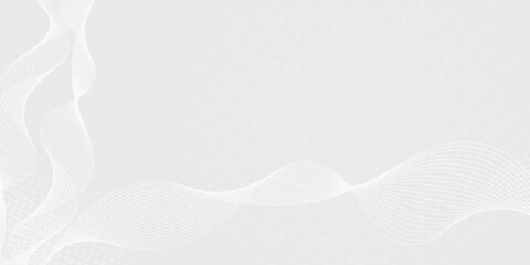 Futuristic gray white abstract background. shining wave lines pattern for banner, wallpaper, cover. Vector technology soft