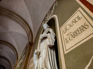Montserrat, Spain, May 28, 2025, Sculptures in the cloister Montserrat Monastery