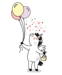 Cute unicorn with a Christmas garland vector illustration