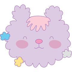 Cute Fluffy Purple Cartoon Character With Pink Cheeks And Light Blue Accents On A Transparent Background