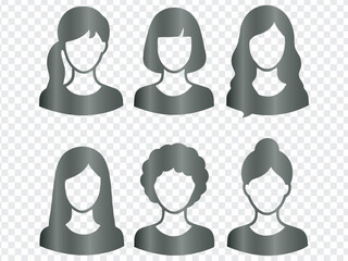 Collection of Human Hairstyles Vector Graphics Set.