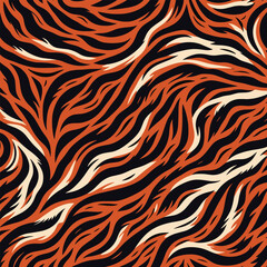 Wild tiger skin vectand art highlighting textured fur stripes, ideal fand creative wallpapers, fabric prints, and tile projects.