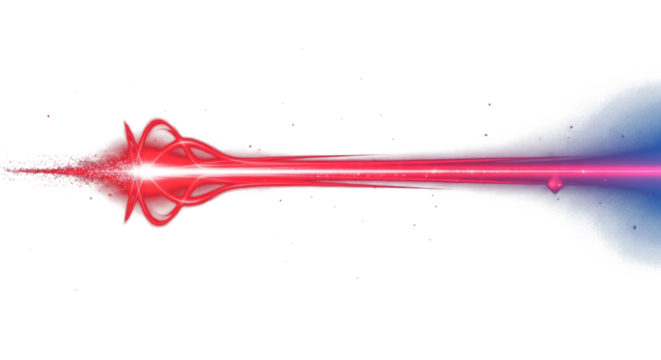 red light beam line streak moving across dark background, glowing effect, digital motion trail clean png