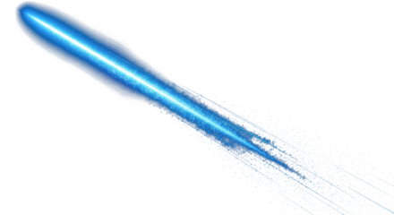 blue light beam line streak moving across dark background, glowing effect, digital motion trail clean png