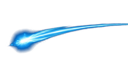 blue light beam line streak moving across dark background, glowing effect, digital motion trail clean png