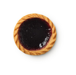 blackcurrant jam tart sweet fruit tart with shadow isolated on transparent background