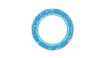 blue glowing circular ring of light, futuristic holographic loop, isolated on dark background clean png