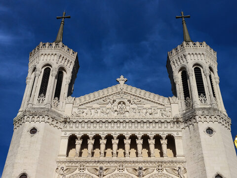 Lyon, France, May 29, 2025, The Basilica of Notre-Dame of Fourviere (La Basilique Notre Dame de Fourvi&egrave;re) in Lyon, France, Europe