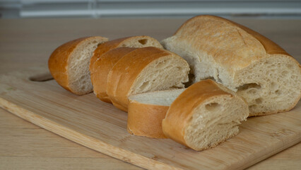 sliced bread on a wooden board
