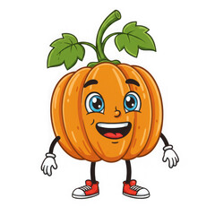 Happy cartoon pumpkin character isolated on transparent background