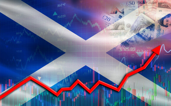 Scotland economic growth on financial graph. Scotland financial growth on market graph - Powered by Adobe