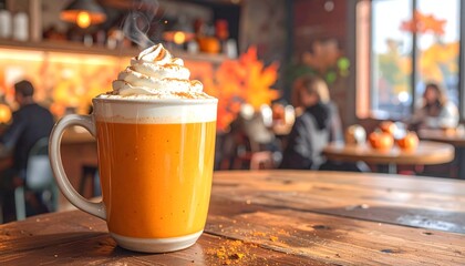 Pumpkin Spice Latte Coffee With Whipped Cream Fall Beverage