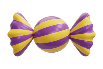 Colorful candy with yellow and purple stripes, a sweet treat, confectionery delight.