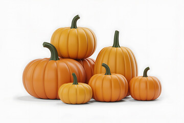 Obraz premium Vibrant orange pumpkins of varying sizes are clustered together, evoking autumnal harvest themes.