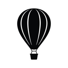 Fototapeta premium A striking black and white depiction of a classic hot air balloon floats gently