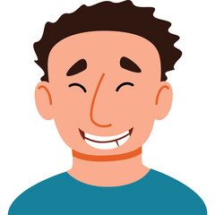 Smiling Man With Dark Curly Hair And Teal Shirt With Transparent Background A Portrait Of Happiness And Joyful Expression