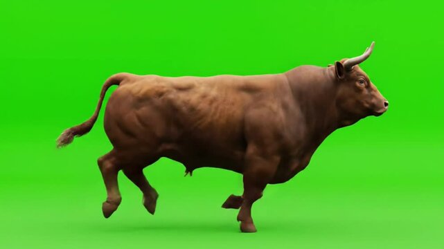 Bull Cattle Running Green Screen Chroma Key Farm Animal Livestock Bovine