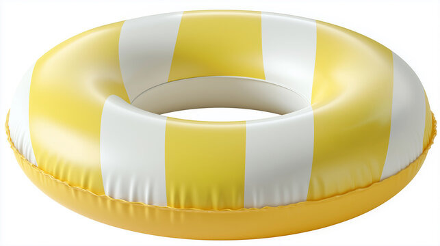 Yellow and white striped inflatable swimming ring float