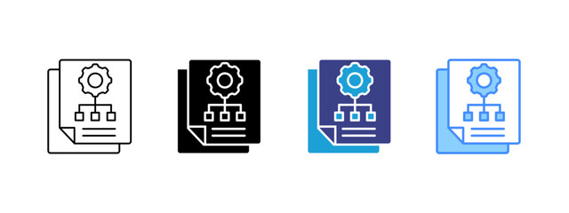 Workflow icon set multiple style collection