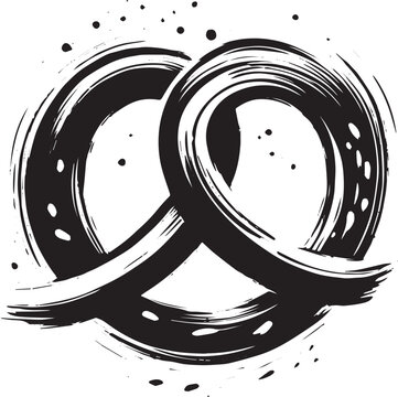 Minimalist Sumi-e Illustration of a Soft Pretzel with Brush Stroke Effect