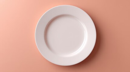 Minimalist White Plate on Coral Background Perfect for Food Presentation and Modern Table Settings in Culinary or Restaurant Themes